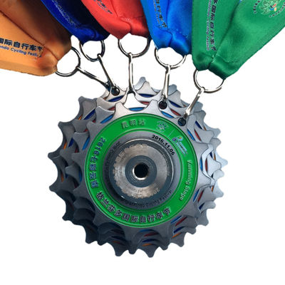 kopen Zinklegering / Messing Bike Race medailles met logo gedrukt Custom Cycling medailles online vervaardiging