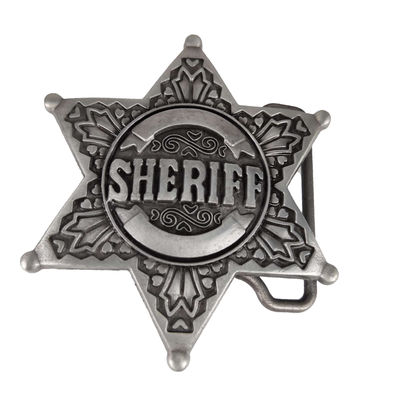 kopen Sheriff Antieke zilveren metalen riem Gordel Gratis ontwerp Politieagent Gordel online vervaardiging