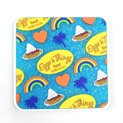 kopen Op maat gemaakte Pvc rubber coaster met glitter online vervaardiging