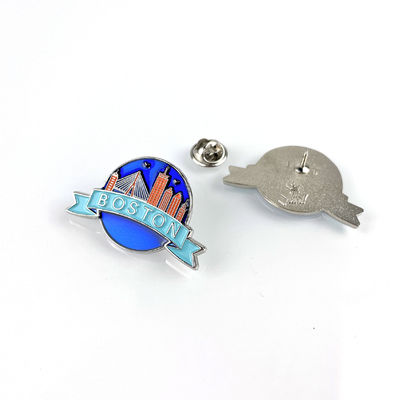 kopen Uniek ontwerp Emaille stad promoot Pin Badge met Offset Printing en Silver Sandblasting Material online vervaardiging