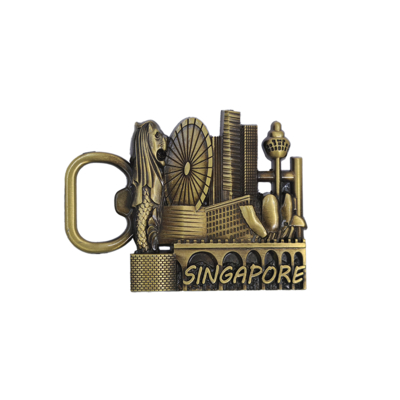 kopen Antique Gold Singapore Signage Bottle Opener Vintage Metal Die-casting Round 2.5 online vervaardiging