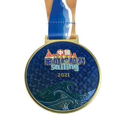 Gepersonaliseerde medaille gegraveerd 3D zeilmedalje met geprinte logo