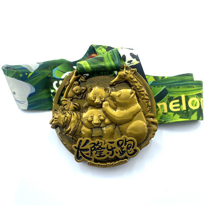 Antieke gouden Joyrun met dieren thema hardlopende evenementen medailles solide textuur